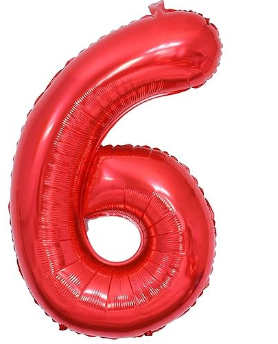Vthoviwa 40 Zoll/18 Farbens Luftballon Zahlen 6 Rot, Luftballon 6. Geburtstag Foil Ballon, 0123456789,10-19,20-25,30,40,50,60,70,80,90, Folienballon 6 Party Dekoration Helium Unterstützen