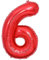 Vthoviwa 40 Zoll/18 Farbens Luftballon Zahlen 6 Rot, Luftballon 6. Geburtstag Foil Ballon, 0123456789,10-19,20-25,30,40,50,60,70,80,90, Folienballon 6 Party Dekoration Helium Unterstützen