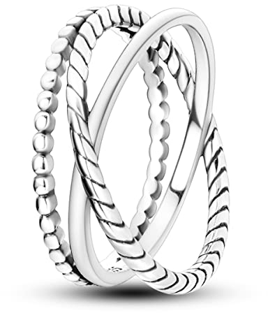 NARMO Ringe für Frauen Entwined Line Band Ring 925 Sterling Silber Ringe Größe 60mm