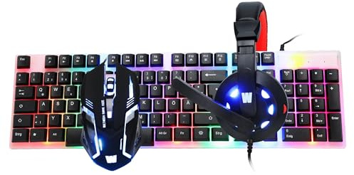WASDkeys - GS80 Teclado, Auriculares y ratón Gaming con Cable y retroiluminación - Qwertz DE