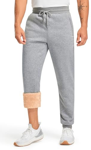 Libin Jogginghose Herren Winter Sporthose Thermo Gefütterte Fleecehose Dicke Warme Winterhose Track Pants Jogger Hose Haushose mit Reißverschluss Taschen Grau XXL