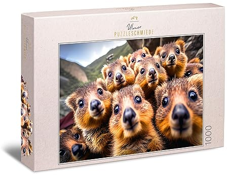 Ulmer Puzzleschmiede - Quokka-Puzzle Gangs of Australia - Originelles Tiere-Puzzle mit 1000 Teilen - die neugierigen Quokkas, Trend-Tiere aus Australien - Made in Germany