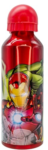 Bouteille en aluminium Avenger Marvel 520 ml Produit officiel sans BPA | Thor, Captain America, Hulk, Iron Man pour les enfants