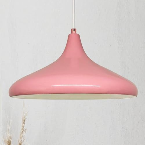 bamyum Champion Hängelampe Kinderzimmer Rosa Metall Ø35 cm, Pendelleuchte Vintage, Lampenschirm Hängelampe Esstisch Wohnzimmer, Pendelleuchte Esstisch, Küchenlampe Hängend, Kinderzimmerlampe Rosa