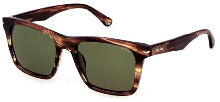 POLICE Herrenbrille, Glänzend gestreift, Braun, 53