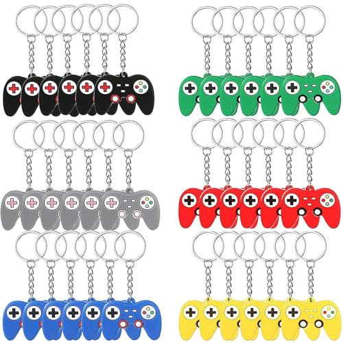 Armastuse Porte-clés de jeu vidéo, 48 pièces, porte-clés de jeu, porte-clés de contrôleur, pour sac cadeau, porte-clés de voiture, portefeuille, sac à dos, fête d'anniversaire de jeu (6 couleurs),