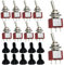 Dujelixa Mini Interruptor de Palanca SPDT - Reinicio Unilateral 3 Pines 2 Posiciones, Corte 6mm AC125V 6A (250V/3A) MTS-112 - 10 Piezas Con Tapa Impermeable M6