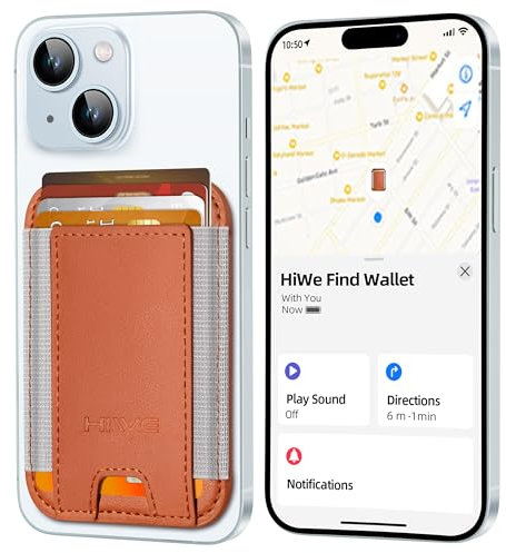 for MagSafe Wallet Magnetic Wallet for iPhone 16/15/14/13/12 Series Works with Apple Find My, Anti-Lost, 5 Kartenhalter, Veganes Leder, RFID, Braun