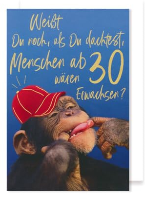 AvanCarte 30 Geburtstag Karte Grußkarte Humor Affe Foliendruck 16x11cm