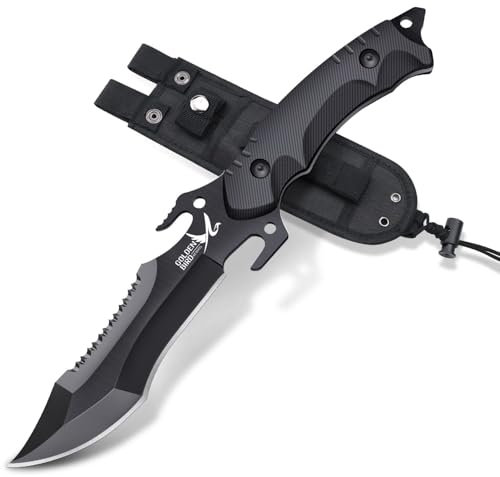 Golden Bird Outdoor Messer, Full Tang Survival Messer Feststehende Klinge D2 Stahl mit Scheide Überlebensmesser mit G10 Griff Bushcraft Messer