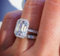 QTYQWC 2-teiliges Verlobungsring-Set für Damen, Zirkonia, Kreuz, voller Moissanit-Diamantring, Zirkonia, Braut-Ehering, quadratischer Schliff, simulierter Diamantring, Größe 7