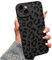 ECZOIL Compatible for iPhone 15 Plus Case, Cute Cool All Black Flower Floral Pattern Design Soft TPU Shockproof Phone Case for Women Girl-Leopard