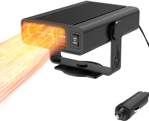Exsivemy Auto Heizung, Tragbare 12v Heizung, 360° HeizlüFter Auto mit ZigarettenanzüNder, Drehbar Entfroster Autoheizung, Schnelle Heizung Defroster, 2 In1 Schnelle Heizung & KüHlung Fan