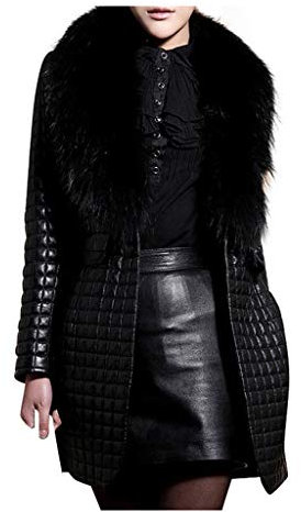 Faux Fur Jacket for Women Faux Leather Jacket Long Sleeve Outerwear Solid Color Slim Fit Jackets Warm Outwear B-80