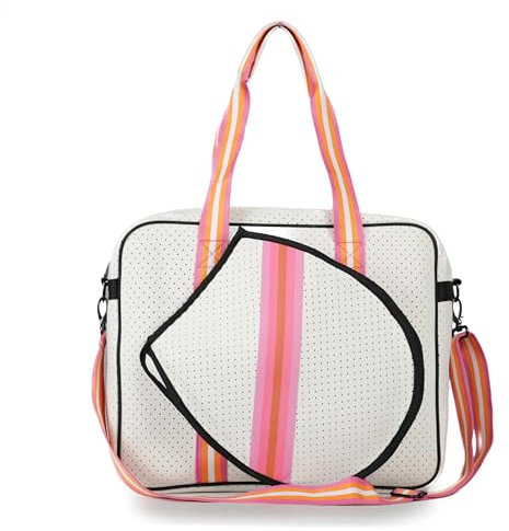 Alephnull Tennistasche Damen Tennis Tragetasche Tennisschlägertasche Große Kapazität Badminton-Tasche Squash Tasche Modische Sporttasche Gym Bag (Weiß)