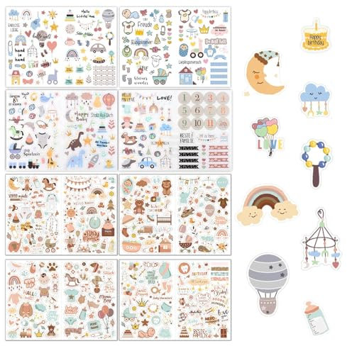 424 Pezzi Adesivi Scrapbooking, Colorati Adesivi Vintage, Graziosi Adesivi per Agenda, Ricchi Scrapbooking Adesivi per Album, Appunti, Decorazioni Interne
