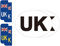 EVOGES UK Self Adhesive Vinyl Stickers for Cars, Vans, Vehicles Driving in EU Europe, New 2021 Regulations, Set of 6: (2x Oval, 4x Number Plate Stickers)