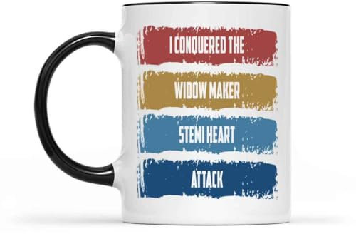 HSIRYAOHD Regalo de sobreviviente para viudos, regalo ideal de jubilación, cita temática de ataque cardíaco en taza de café interior de cerámica negra de 11 onzas