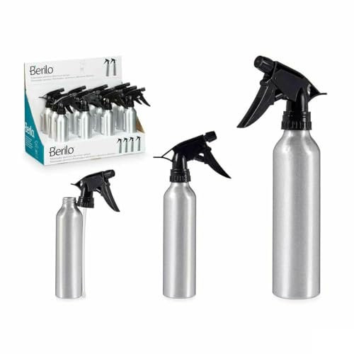 Berilo 37581 Black Silver Aluminium Polypropylene Spray Bottle 300 ml (12 Units) – Brand EAN: 4899888777755