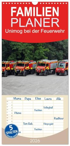 Familienplaner 2026 - Unimog bei der Feuerwehr mit 5 Spalten (Wandkalender, 21 cm x 45 cm), CALVENDO: Bilder vom Unimogs die im Feuerwehreinsatz sind (CALVENDO Technologie)
