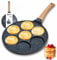 IPEA Padella Pancake Antiaderente per Induzione e Gas - Padella Anti Aderente in Alluminio Per Frittata, Crepes, Uova, Hamburger - Padella da Cucina con 7 Stampi - Manico Comfort - 29 x 26,5 cm