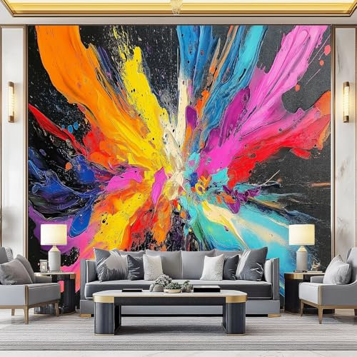 Art Photo Wallpaper Abstract Wind Non-Woven Living Room Bedroom Paint Splash Art Wall Decoration - Photo Mural- Gaming Room Tv Background Wall Decor 200 X 140 Cm