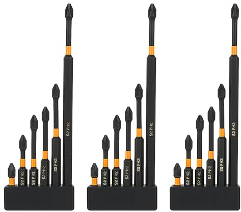 VESTTIO PH2 Phillips Screwdriver Bit Set 18PCS, S2 Steel Black Phosphate, Magnetic Impact Driver Bits, 1-6 inch Multiple Lengths, 1/4 inch Hex Shank for Drill & Power Screwdriver
