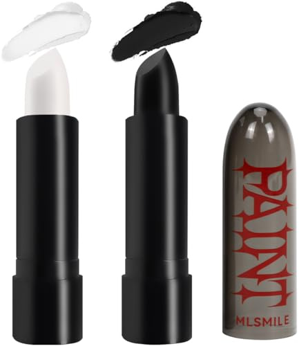 Cadimus Pintura Facial en Barra,2 pcs Face Painting Sticks,Maquillaje de Halloween Blanco Negro,Maquillaje de Payaso, Esqueleto y Zombi,Ideal para Halloween,Carnavales,Teatro,Cosplay