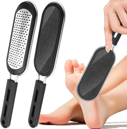 Hience Doppelseitige Hornhautentferner Edelstahl & Nano Glas, Profi Hornhautfeile Hornhautentfernung, Fußpflege Feile für Trockene, Rissige Fersen & Hühneraugen, Fußpflege Zuhause, Badewanne, Dusche
