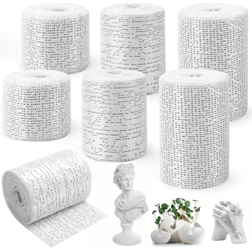 Set di 6 bende per gesso, per il fai da te, in gesso, per la pancia del bambino, stampa in gesso, 5 cm, 7,5 cm, 10 cm x 270 cm, per il fai da te e l'asciugatura rapida