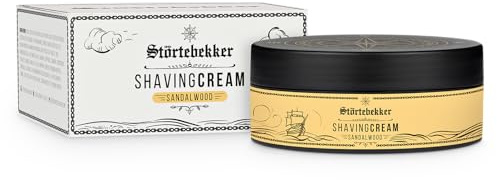 Störtebekker Crema de afeitar premium para hombres de madera de sándalo, protección y cuidado para todos los tipos de piel, espuma de afeitar para hombres con aloe vera, afeitado suave y liso sin