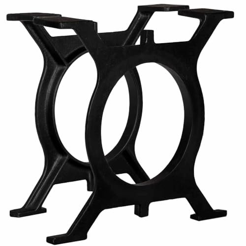 SooIarix O-Frame Cast Iron Coffee Table Legs, 2 Pcs Black Industrial Style Metal Furniture Legs, 45x42cm Heavy Duty Desk Base for Living Room Workbench