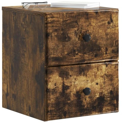 vidaXL Wandmontierter Nachttisch 2 pcs Geräucherte Eiche Holzwerkstoff, Geräumiger Nachttisch, rechteckig, moderner Schlafzimmer-Helfer für einen aufgeräumten Tisch