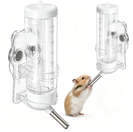 Hamster Wasserflasche mit magnetischen Haltevorrichtungen,125ml Trinkflasche mit Halterung für Glasterrarien,auslaufsicher,geeignet für Syrische Zwerghamster,Gerbils,Mäuse,Ratten,Degus,Rennmäuse