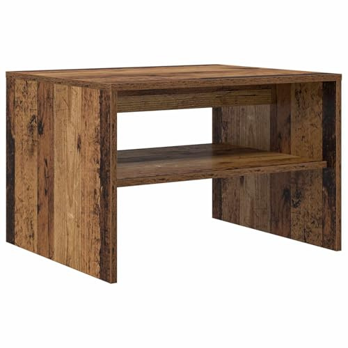 Kaorsrow Couchtisch Altholz-Optik 60x50x40 cm Holzwerkstoff Wohnzimmertisch | Kompakter Wohnzimmertisch in Altholz-Optik mit zwei praktischen Ablagefächern für Zeitschriften und Deko.