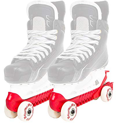 RollerGard Kufenschoner mit Rollen - Kufenschoner für Eishockey- & Schlittschuhe I Eishockeyschlittschuh-Schutz I Kufenzubehör I Rot - One Size