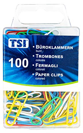 TSI Büroklammern, 26 mm, 100-er Packung, farbig, 48099