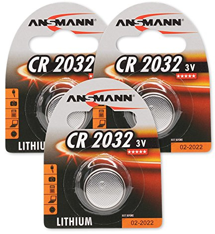 ANSMANN CR2032 3 V Coin Cell Battery for Remote Control, Door Opener, Medical Equipment (Pack of 3)