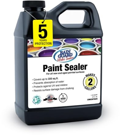 Rain Guard Paint Sealer Concentrate SP-9002 | Makes 2 Gallon | Protects Painted Concrete, Wood, Stone | Silane/Siloxane Acrylic Waterproofer | UV Resistant | Fast Drying | Semi-Satin Finish