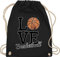 Turnbeutel Rucksack - Trikot Ersatz Training - Love Basketball - Unisize - Schwarz - kinderturnbeutel basketballer korbball stoffrucksack sport tasche kinder basketballspiel i beutel sporttasche