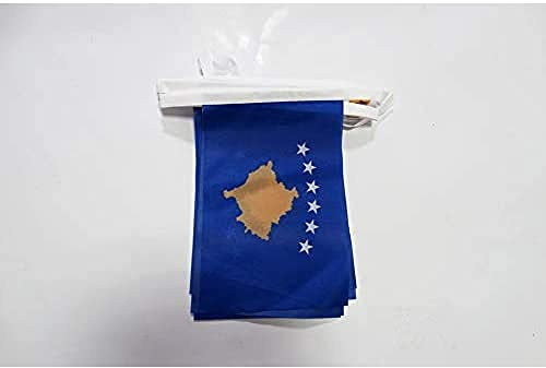 AZ FLAG Guirnalda 6 Metros, 20 Banderas de Kosovo 21x15 cm, Bandera Kosovara 15 x 21 cm - Banderines