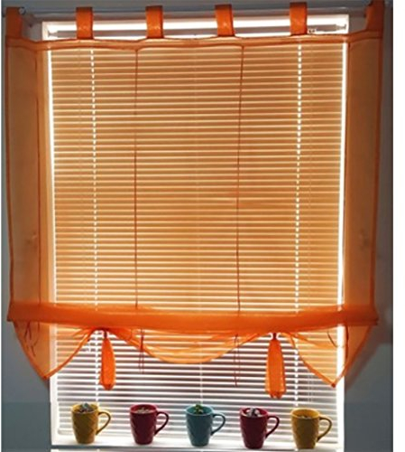 SIMPVALE Angel Bud 1 Stück Voile Raffrollo mit Schlaufen - Transparent Einfarbig Tüll Vorhänge - Römischen Vorhang für Küche, Bad und Balkon - Orange - 60x155cm