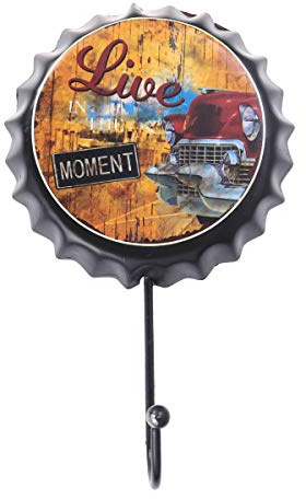 VOSAREA Wandhaken Vintage Eisen Kronkorken Form Blechschilder Oktoberfest Wand (Schwarz)