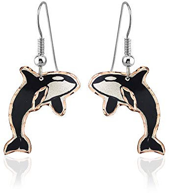 Copper Reflections Nordlichter Adler und Wolf Ohrringe für Frauen Mädchen, Alaska Tierwelt Tier Ohrringe, Alaska Eagle Schmuck-Kupfer handgefertigt (Killerwal)