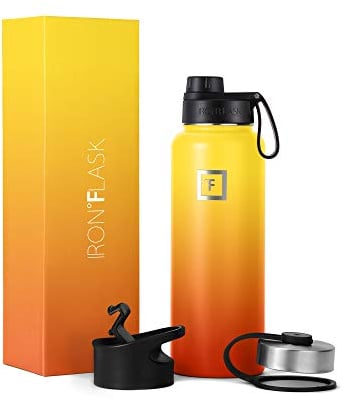 Metal Water Bottle with Straw Lid - 1.2L 3 Lids - Stainless Steel Double-Walled Insulated Vacuum Leakproof - Sports Gym Camping Hiking Hydration School Kids