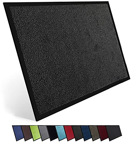 Entrando Fußmatte 90x120 cm rutschfest & waschbar – Schmutzfangmatte für Innenbereich & Außeneingang – pflegeleicht & flach – Eingangsmatte für Wohnungstür, Flur, Haus (Anthrazit Schwarz)