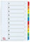 A4 1-10 Numbered Index Divider Multi Coloured Tabs (Pack of 5)