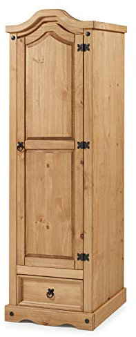 Corona 1 Door 1 Drawer Arch Top Wardrobe Solid Pine Storage Bedroom Furniture