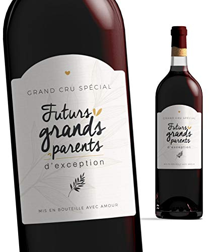 Manahia étiquette bouteille grands parents - futurs grands-parents - Bébé est en route - étiquette vin annonce naissance - futur papy - future mamie - annonce grossesse grands parents - mamie - papy