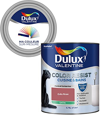 Ma Couleur Sur-Mesure par Dulux Valentine – Peinture Intérieure Murs, Plafonds, Boiseries - Palette expressive, Cuisine & Bain Satin, Gres Rose , 0,75 L